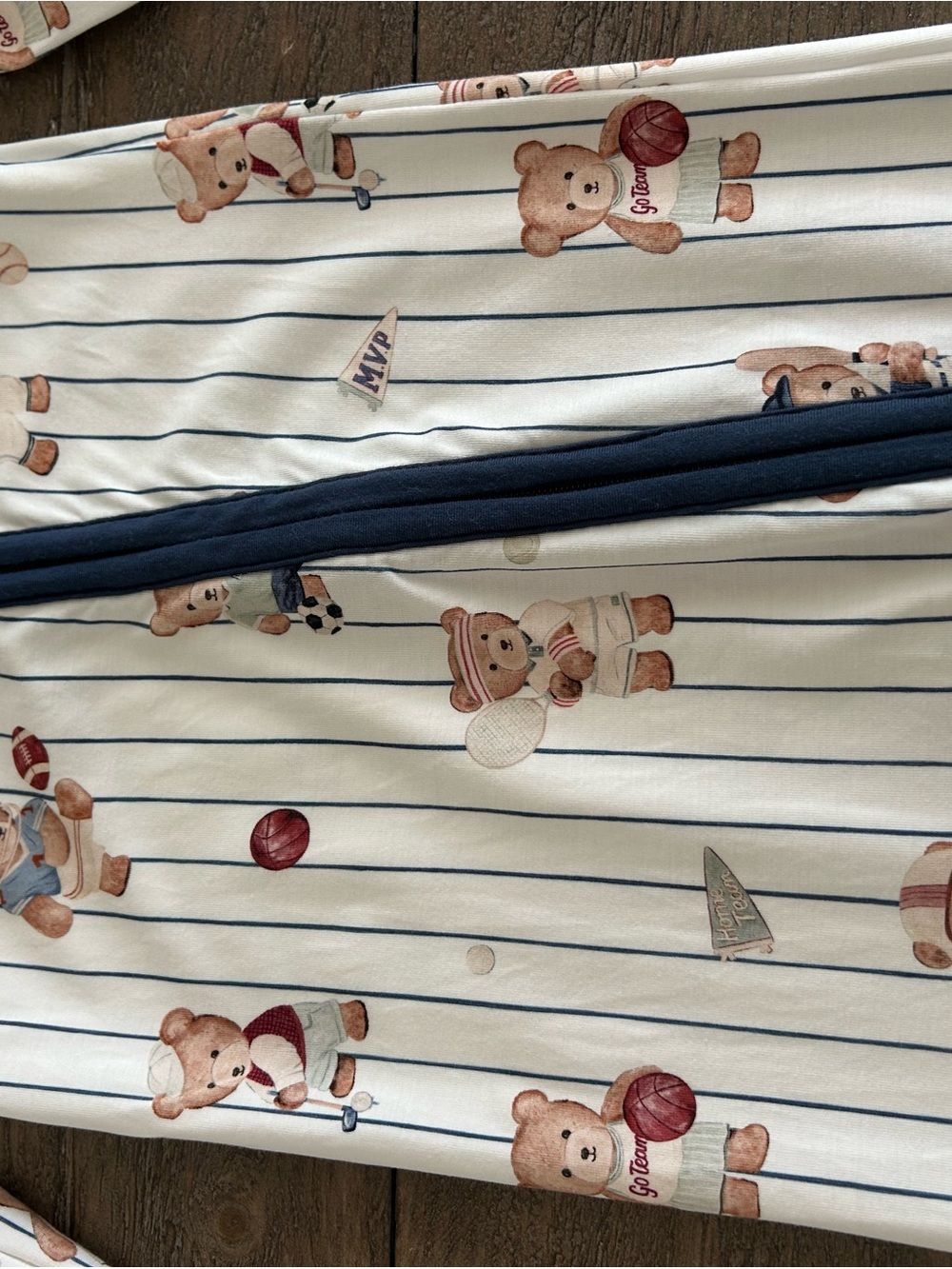Angel Dear Sports Bear Navy-Trim Pajama Never worn